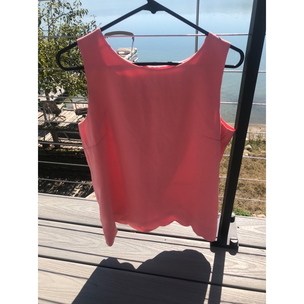 J Crew‎ Size Small Women Solid Scalloped Hem Overlapped Back Sleeveless Tank